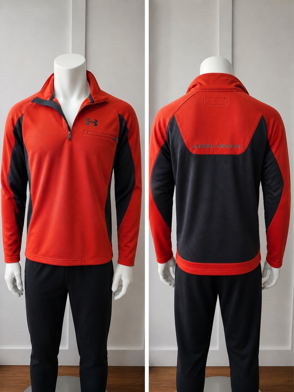 Under Armour Men’s Orange & Black Half-Zip Pullover Top